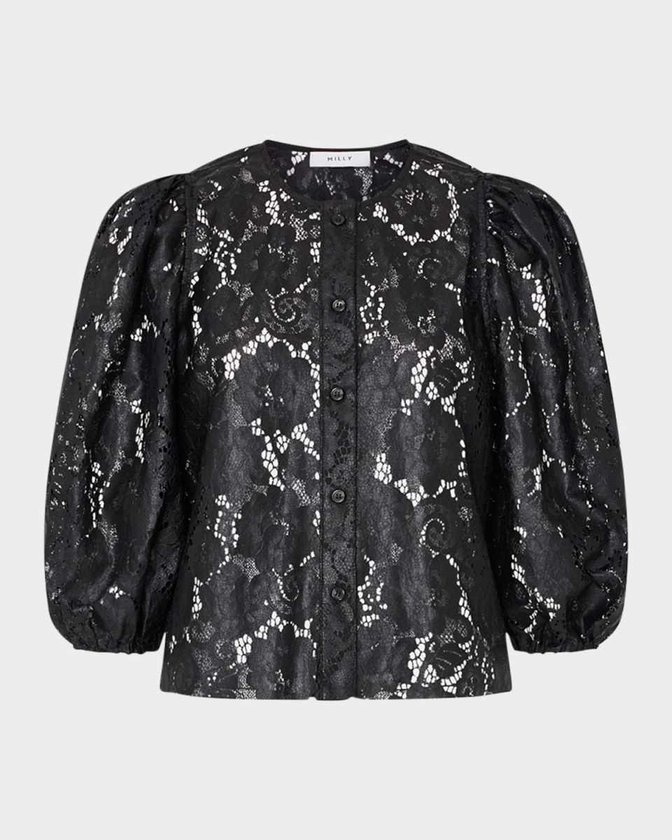 Nannie Lace-Effect Faux Leather Top